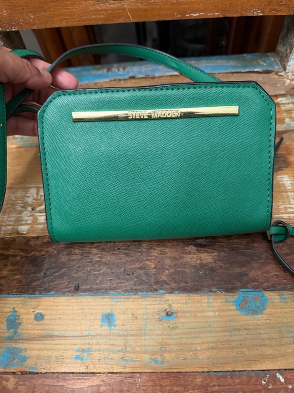 Steve Madden Emerald Green Crossbody with Gold Accent